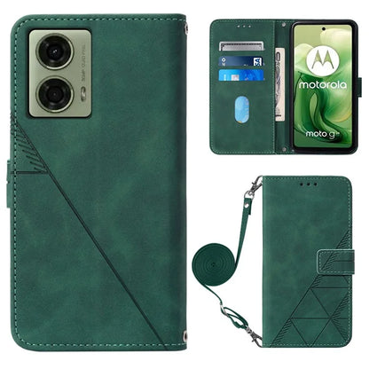 YB Imprinting Series-2 for Motorola Moto G04 4G / G24 4G Case Crossbody Lanyard PU Leather Phone Coverish Green