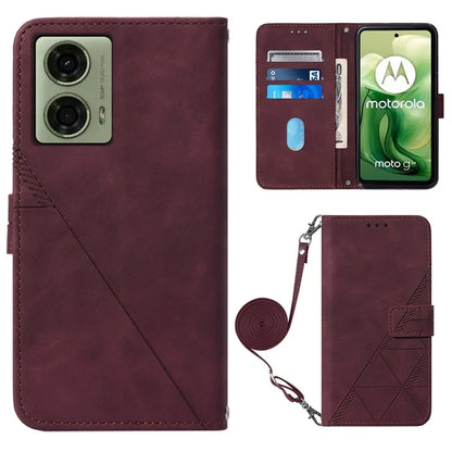 YB Imprinting Series-2 for Motorola Moto G04 4G / G24 4G Case Crossbody Lanyard PU Leather Phone Cover