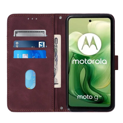 YB Imprinting Series-2 for Motorola Moto G04 4G / G24 4G Case Crossbody Lanyard PU Leather Phone Cover