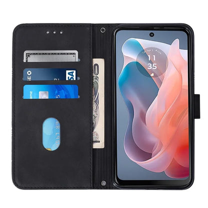 YB Imprinting Series-2 for Motorola Moto G Play 5G (2024) / Moto G 5G (2024) Case Leather Stand Phone Cover with Shoulder Strap