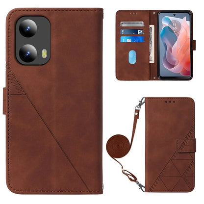 YB Imprinting Series-2 for Motorola Moto G Play 5G (2024) / Moto G 5G (2024) Case Leather Stand Phone Cover with Shoulder Strap