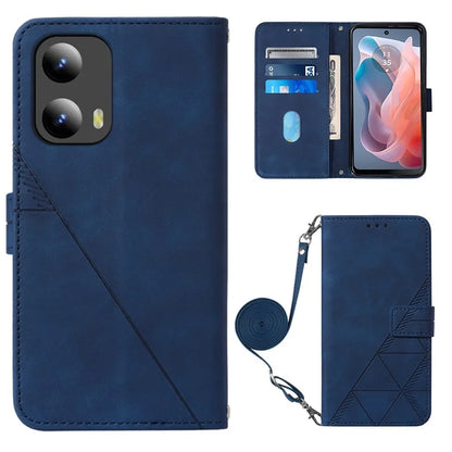 YB Imprinting Series-2 for Motorola Moto G Play 5G (2024) / Moto G 5G (2024) Case Leather Stand Phone Cover with Shoulder Strap