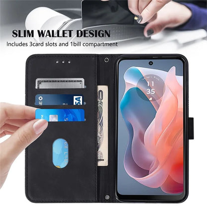 YB Imprinting Series-2 for Motorola Moto G Play 5G (2024) / Moto G 5G (2024) Case Leather Stand Phone Cover with Shoulder Strap