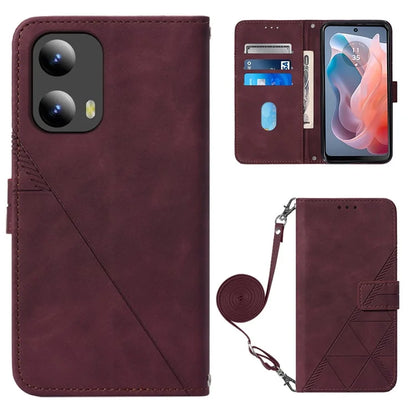 YB Imprinting Series-2 for Motorola Moto G Play 5G (2024) / Moto G 5G (2024) Case Leather Stand Phone Cover with Shoulder Strap