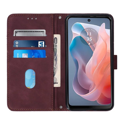 YB Imprinting Series-2 for Motorola Moto G Play 5G (2024) / Moto G 5G (2024) Case Leather Stand Phone Cover with Shoulder Strap