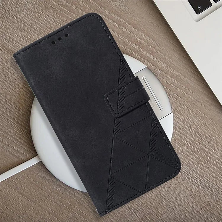 YB Imprinting Series-2 for Motorola Moto G Play 5G (2024) / Moto G 5G (2024) Case Leather Stand Phone Cover with Shoulder Strap