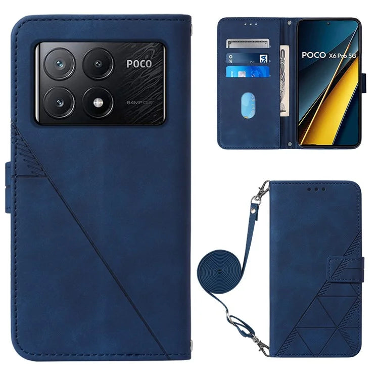 YB Imprinting Series-2 for Xiaomi Poco X6 Pro 5G / Redmi K70E 5G Magnetic Phone Case Line Pattern Crossbody Cover