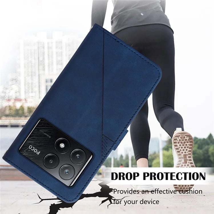 YB Imprinting Series-2 for Xiaomi Poco X6 Pro 5G / Redmi K70E 5G Magnetic Phone Case Line Pattern Crossbody Cover