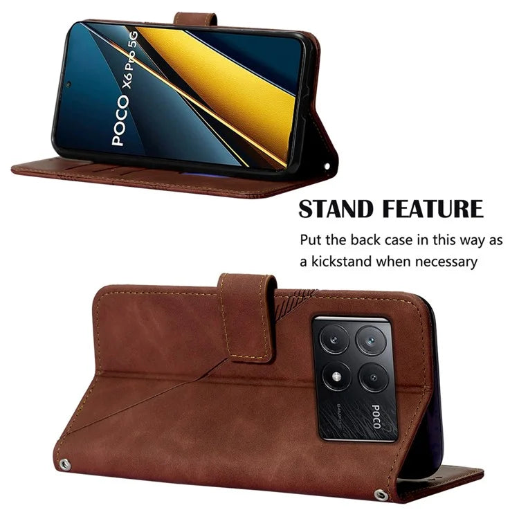 YB Imprinting Series-2 for Xiaomi Poco X6 Pro 5G / Redmi K70E 5G Magnetic Phone Case Line Pattern Crossbody Cover