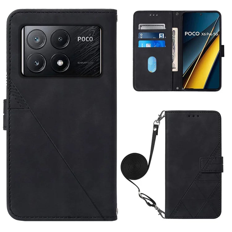 YB Imprinting Series-2 for Xiaomi Poco X6 Pro 5G / Redmi K70E 5G Magnetic Phone Case Line Pattern Crossbody Cover