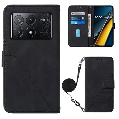 YB Imprinting Series-2 for Xiaomi Poco X6 Pro 5G / Redmi K70E 5G Magnetic Phone Case Line Pattern Crossbody Cover