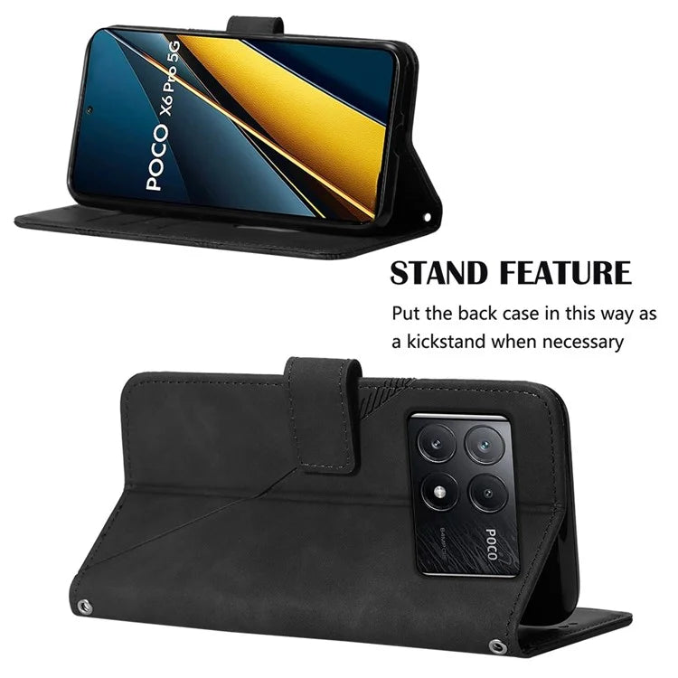 YB Imprinting Series-2 for Xiaomi Poco X6 Pro 5G / Redmi K70E 5G Magnetic Phone Case Line Pattern Crossbody Cover