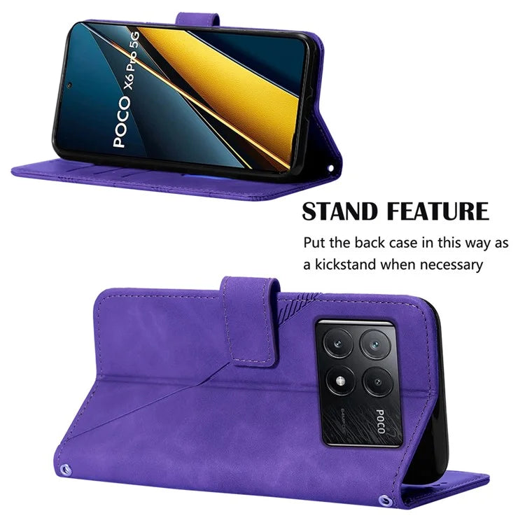 YB Imprinting Series-2 for Xiaomi Poco X6 Pro 5G / Redmi K70E 5G Magnetic Phone Case Line Pattern Crossbody Cover