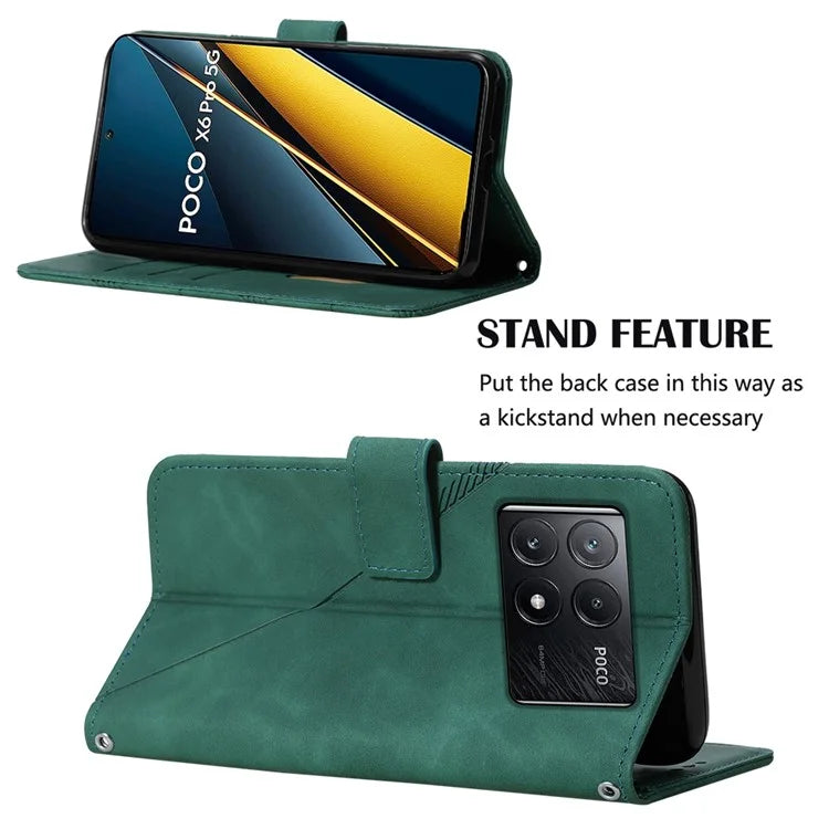 YB Imprinting Series-2 for Xiaomi Poco X6 Pro 5G / Redmi K70E 5G Magnetic Phone Case Line Pattern Crossbody Coverish Green