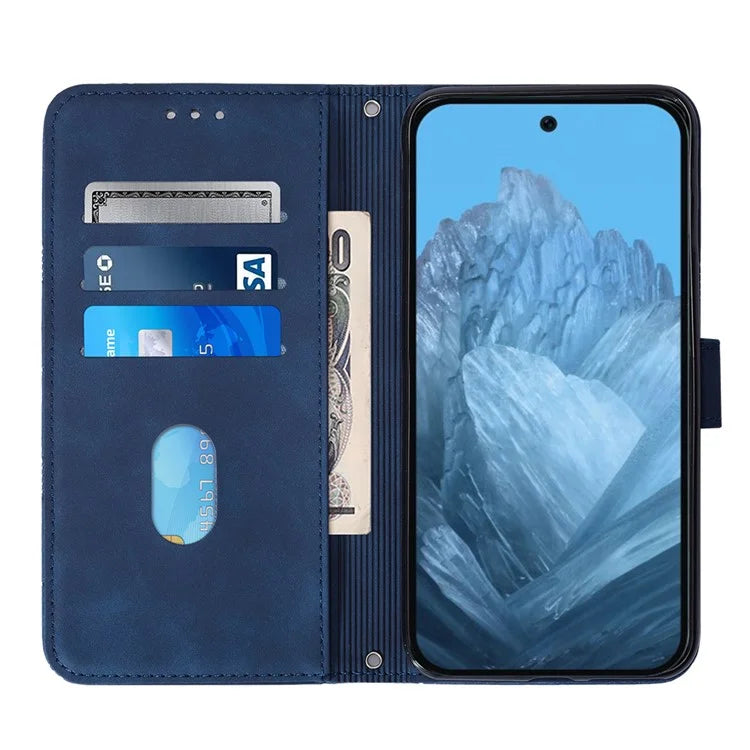 YB Imprinting Series-2 for Google Pixel 9 Case Cell Phone Imprinted Leather Stand Cover with Shoulder Strap