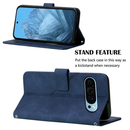 YB Imprinting Series-2 for Google Pixel 9 Case Cell Phone Imprinted Leather Stand Cover with Shoulder Strap