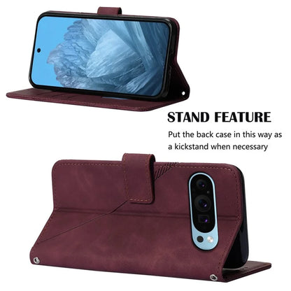 YB Imprinting Series-2 for Google Pixel 9 Case Cell Phone Imprinted Leather Stand Cover with Shoulder Strap