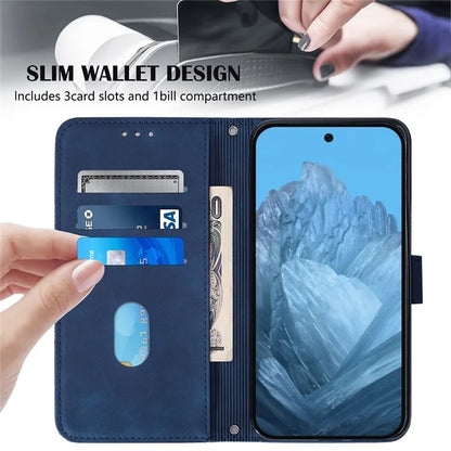 YB Imprinting Series-2 for Google Pixel 9 Case Cell Phone Imprinted Leather Stand Cover with Shoulder Strap