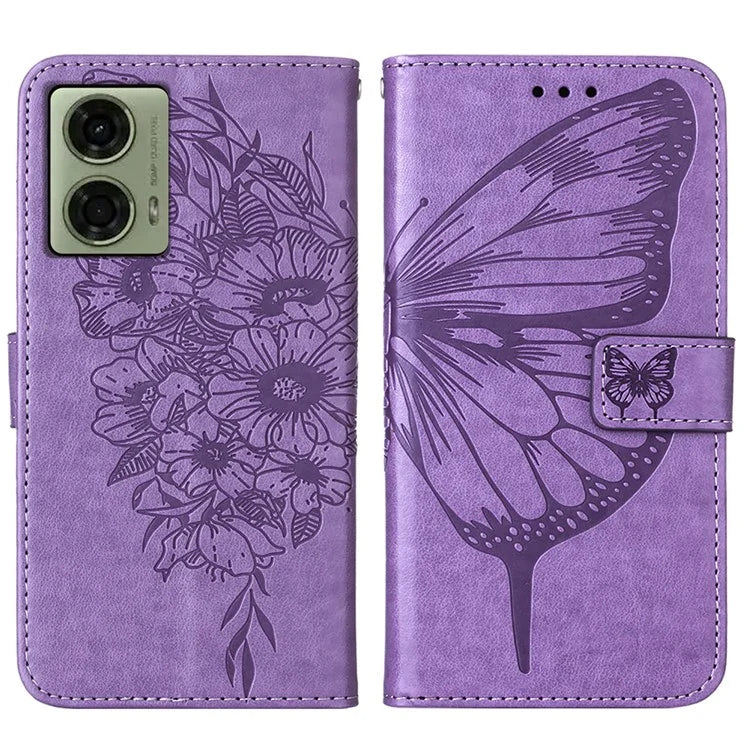 YB Imprinting Series-4 For Motorola Moto G04 4G / Moto G24 4G Case Flip Stand Floral Butterfly Phone Cover