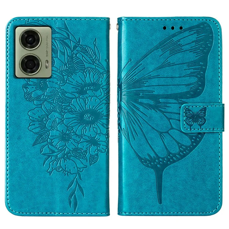 YB Imprinting Series-4 For Motorola Moto G04 4G / Moto G24 4G Case Flip Stand Floral Butterfly Phone Cover
