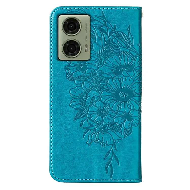 YB Imprinting Series-4 For Motorola Moto G04 4G / Moto G24 4G Case Flip Stand Floral Butterfly Phone Cover
