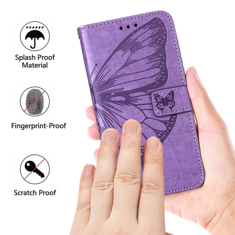 YB Imprinting Series-4 For Motorola Moto G04 4G / Moto G24 4G Case Flip Stand Floral Butterfly Phone Cover