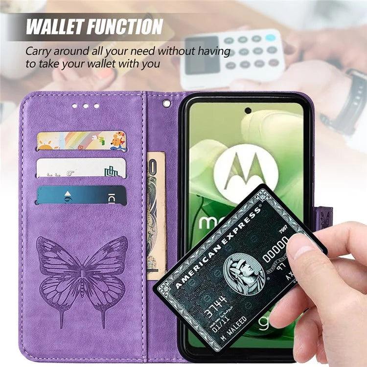 YB Imprinting Series-4 For Motorola Moto G04 4G / Moto G24 4G Case Flip Stand Floral Butterfly Phone Cover