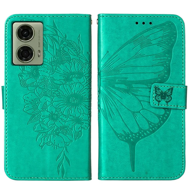 YB Imprinting Series-4 For Motorola Moto G04 4G / Moto G24 4G Case Flip Stand Floral Butterfly Phone Cover