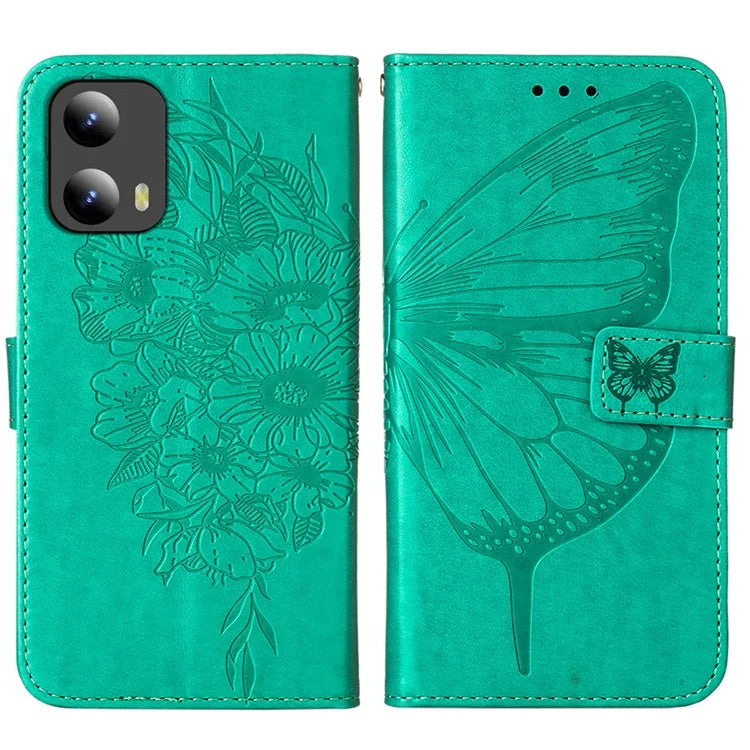 YB Imprinting Series-4 For Motorola Moto G Play 5G (2024) / Moto G 5G (2024) Phone Case with Floral Butterfly Pattern