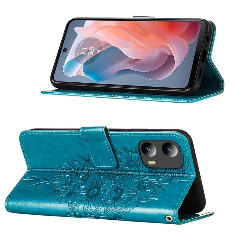 YB Imprinting Series-4 For Motorola Moto G Play 5G (2024) / Moto G 5G (2024) Phone Case with Floral Butterfly Pattern