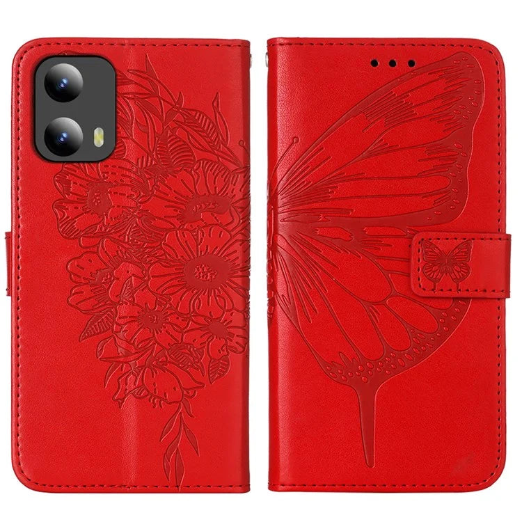 YB Imprinting Series-4 For Motorola Moto G Play 5G (2024) / Moto G 5G (2024) Phone Case with Floral Butterfly Pattern