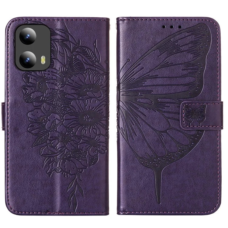 YB Imprinting Series-4 For Motorola Moto G Play 5G (2024) / Moto G 5G (2024) Phone Case with Floral Butterfly Pattern