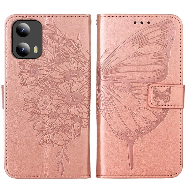 YB Imprinting Series-4 For Motorola Moto G Play 5G (2024) / Moto G 5G (2024) Phone Case with Floral Butterfly Pattern