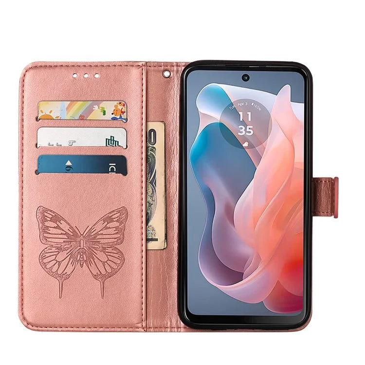 YB Imprinting Series-4 For Motorola Moto G Play 5G (2024) / Moto G 5G (2024) Phone Case with Floral Butterfly Pattern