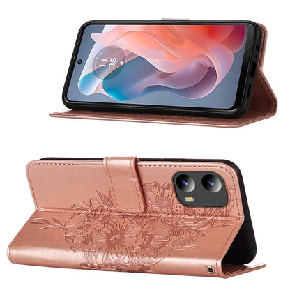 YB Imprinting Series-4 For Motorola Moto G Play 5G (2024) / Moto G 5G (2024) Phone Case with Floral Butterfly Pattern