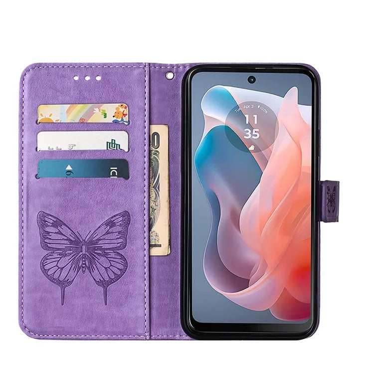 YB Imprinting Series-4 For Motorola Moto G Play 5G (2024) / Moto G 5G (2024) Phone Case with Floral Butterfly Pattern