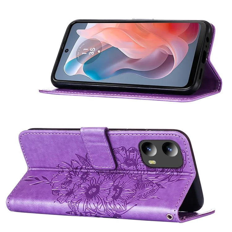 YB Imprinting Series-4 For Motorola Moto G Play 5G (2024) / Moto G 5G (2024) Phone Case with Floral Butterfly Pattern