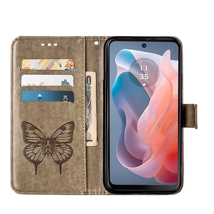 YB Imprinting Series-4 For Motorola Moto G Play 5G (2024) / Moto G 5G (2024) Phone Case with Floral Butterfly Pattern