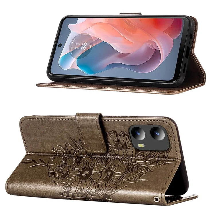 YB Imprinting Series-4 For Motorola Moto G Play 5G (2024) / Moto G 5G (2024) Phone Case with Floral Butterfly Pattern