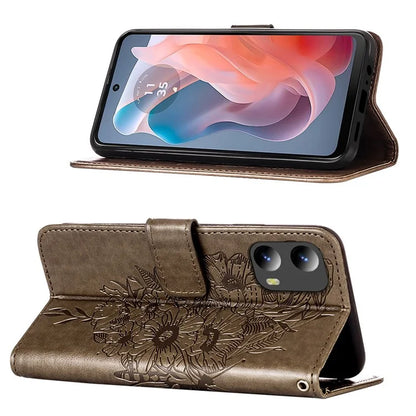 YB Imprinting Series-4 For Motorola Moto G Play 5G (2024) / Moto G 5G (2024) Phone Case with Floral Butterfly Pattern