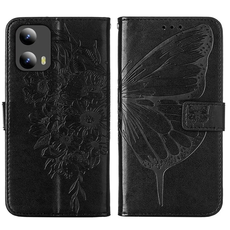 YB Imprinting Series-4 For Motorola Moto G Play 5G (2024) / Moto G 5G (2024) Phone Case with Floral Butterfly Pattern