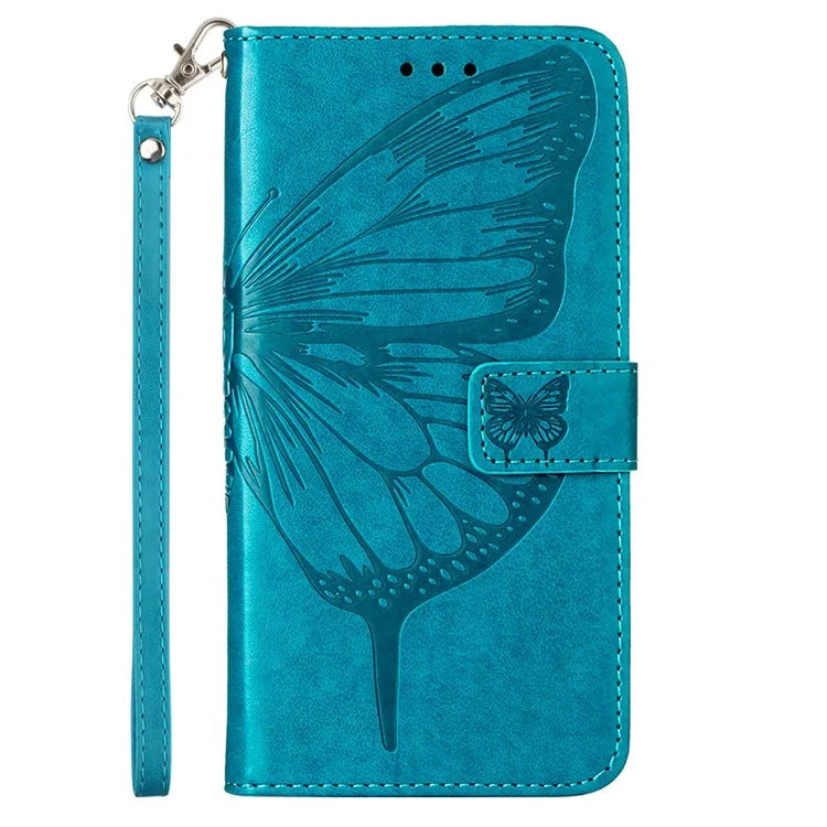 YB Imprinting Series-4 For Google Pixel 9 PU Leather Case Butterfly Pattern Cover with Wrist Strap