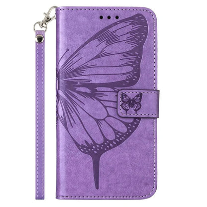 YB Imprinting Series-4 For Google Pixel 9 PU Leather Case Butterfly Pattern Cover with Wrist Strap