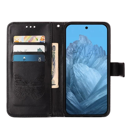 YB Imprinting Series-4 For Google Pixel 9 PU Leather Case Butterfly Pattern Cover with Wrist Strap