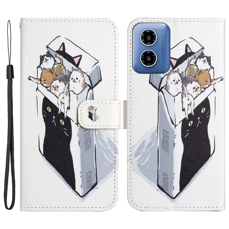 For Motorola Moto G04 4G / G24 4G Cell Phone Cover Case Leather 3D Pattern Magnetic Flip Phone Shell