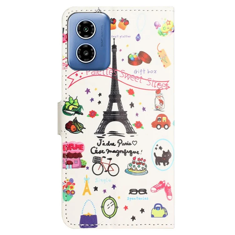 For Motorola Moto G04 4G / G24 4G Cell Phone Cover Pattern Printing Folio PU Leather Phone Case