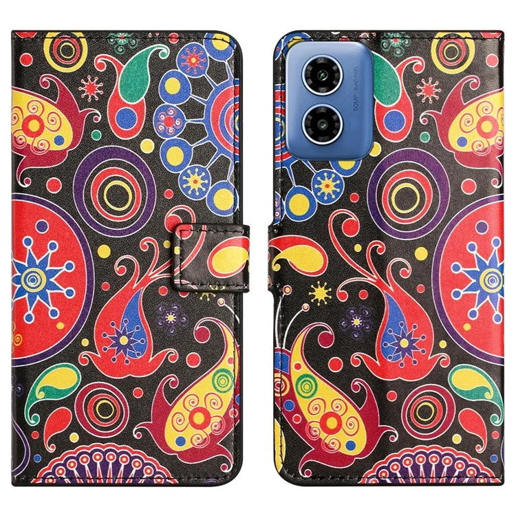 For Motorola Moto G04 4G / G24 4G Cell Phone Cover Pattern Printing Folio PU Leather Phone Case