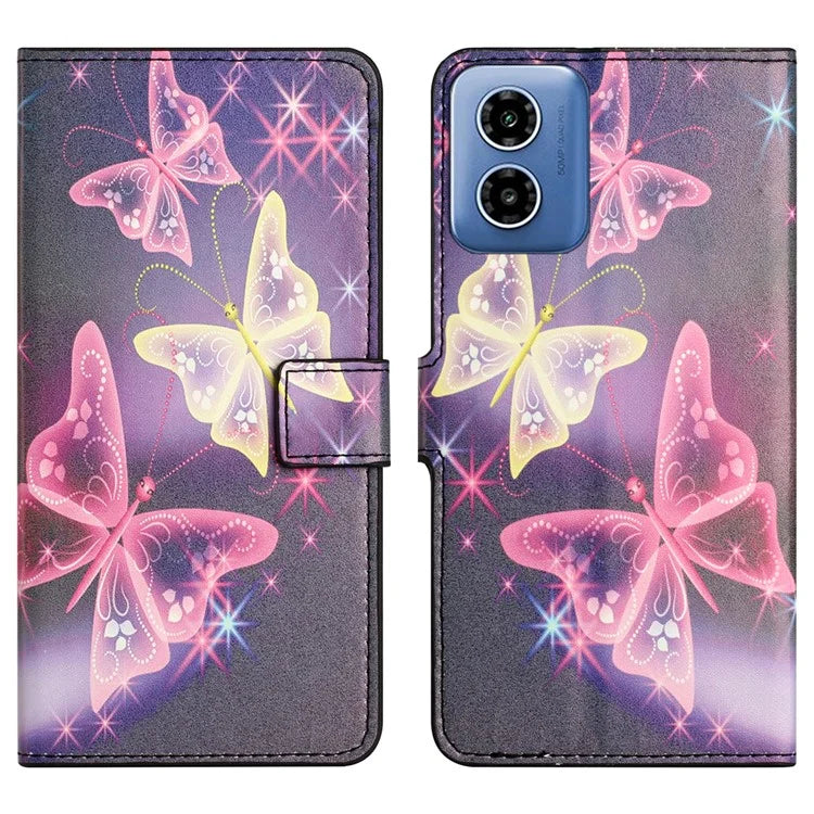 For Motorola Moto G04 4G / G24 4G Cell Phone Cover Pattern Printing Folio PU Leather Phone Case