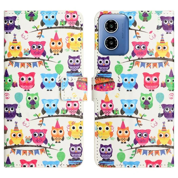 For Motorola Moto G04 4G / G24 4G Cell Phone Cover Pattern Printing Folio PU Leather Phone Case