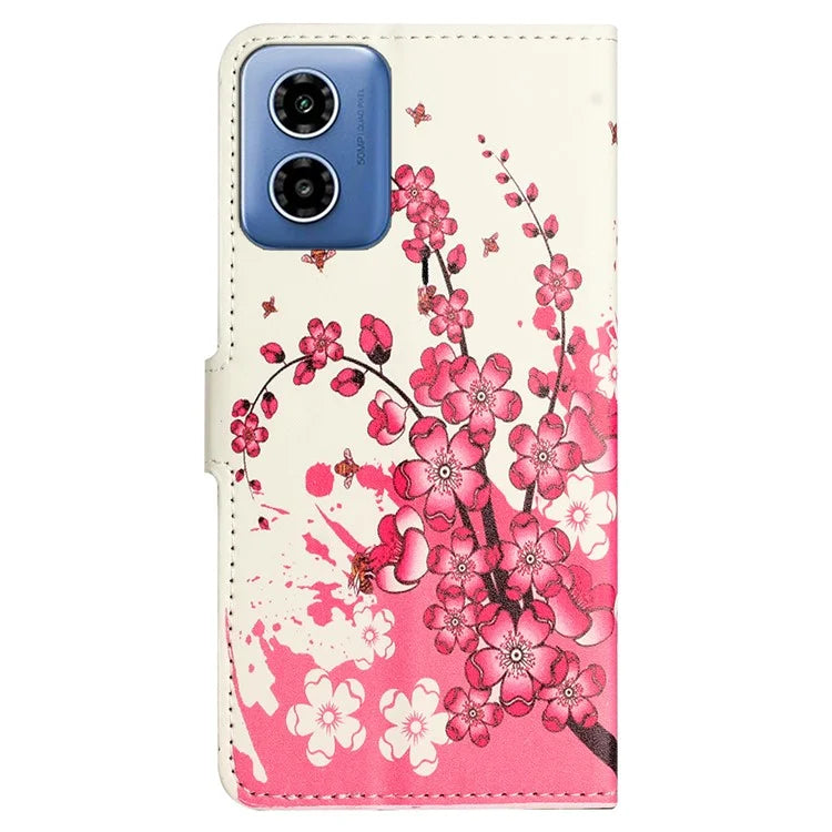For Motorola Moto G04 4G / G24 4G Cell Phone Cover Pattern Printing Folio PU Leather Phone Case